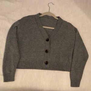 Grey Knit Sweater - Cropped